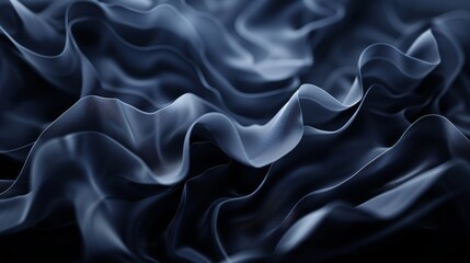 Fototapeta premium Textured fabric waves in blue and black with dynamic light play