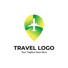 Pin map illustration for travel icon logo design