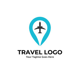 Pin map illustration for travel icon logo design