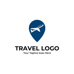 Pin map illustration for travel icon logo design