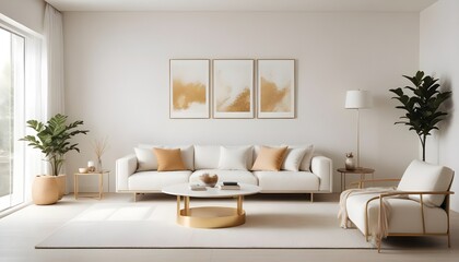 white and gold theme modern interior