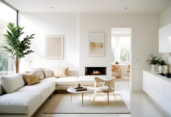 white and gold theme modern interior