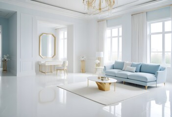 white and gold theme modern interior