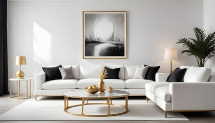 white and gold theme modern interior