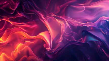 Fototapeta premium Fluid wave abstract background in vibrant colors, from deep purples to bright oranges,