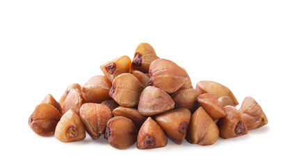 Buckwheat groats close-up on a white background. Isolated