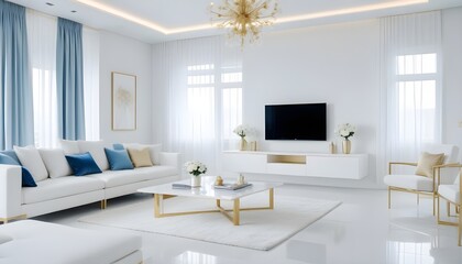 white and gold theme modern interior