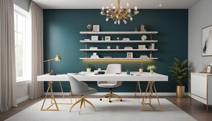 white and gold theme modern interior