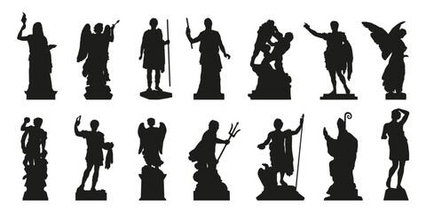 various statue silhouettes on the white background volume 1