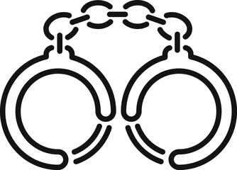 Handcuffs connected with metal chain representing law enforcement and justice system