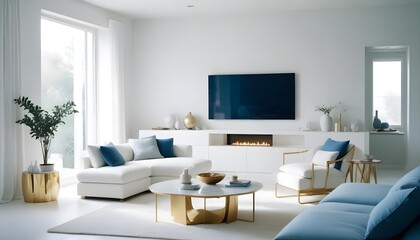 white and gold theme modern interior