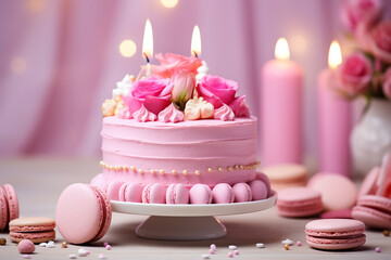 pink birthday cake