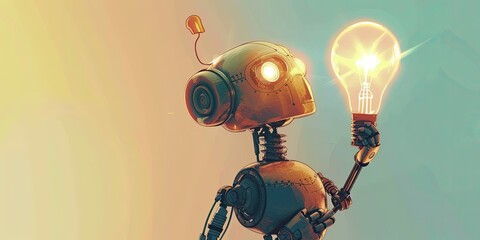 Obraz premium Playful Robot Showcasing a Lightbulb