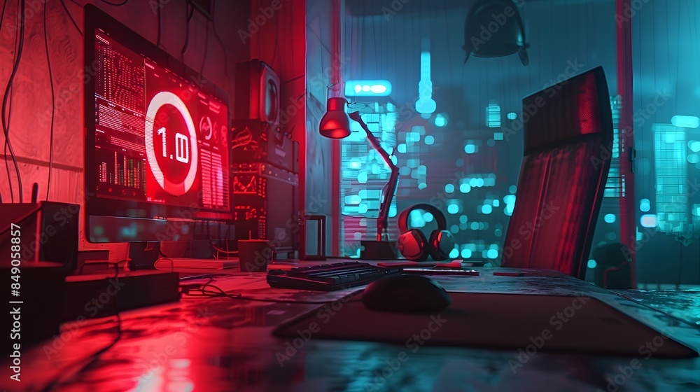 Poster hacker s screen with countdown timer for cyber attack concept