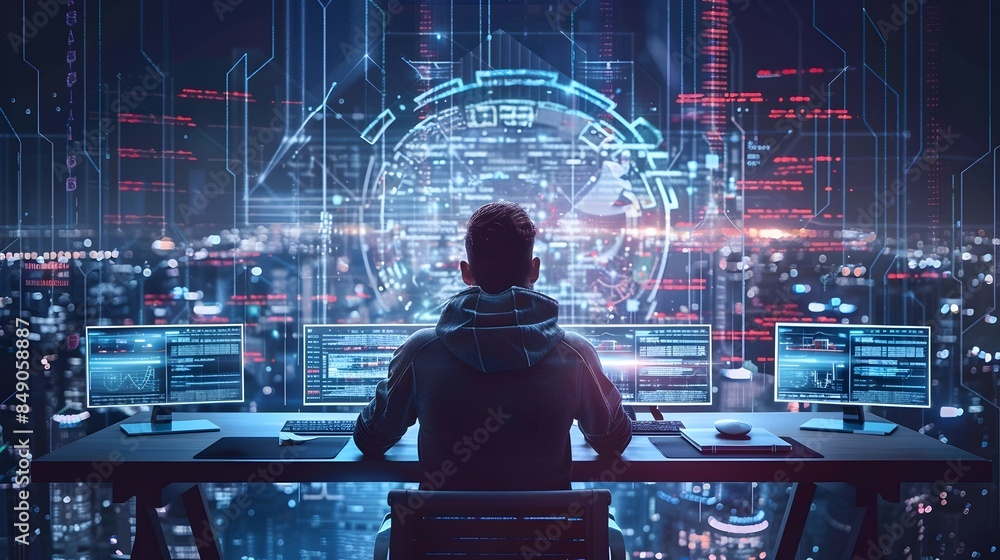 Aufkleber hacker manipulating network s firewall settings for successful cyber breach