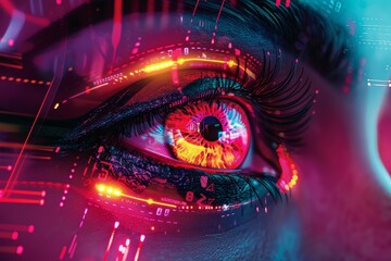 Futuristic Cyberpunk Vision: Vivid Digital Eye with Dynamic Neon Lights