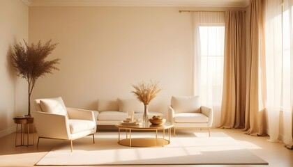 white and gold theme modern interior