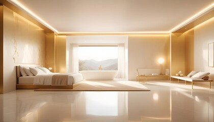 white and gold theme modern interior