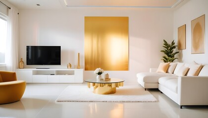 white and gold theme modern interior