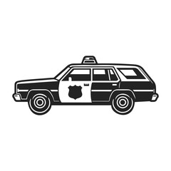 Elegant Black and White Police Car Vector Silhouette
