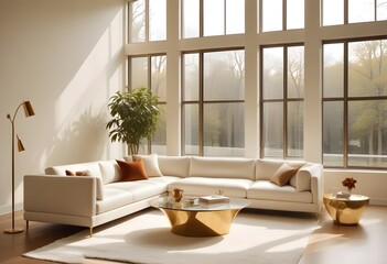 white and gold theme modern interior