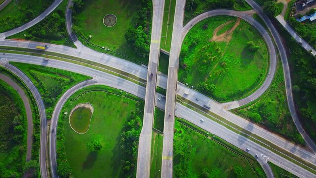 Bangalore City freeways Aerial View - Beautiful Aerial view of a nice road clover leaf junction, mysore road
