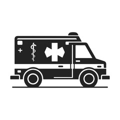 Flat Silhouette Ambulance Vector in Black and White © Stock Giant
