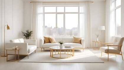 white and gold theme modern interior
