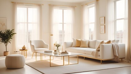 white and gold theme modern interior