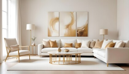 white and gold theme modern interior