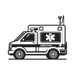 Simple Silhouette Ambulance Vector Art in Monochrome