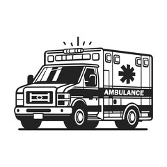 Simple Black and White Ambulance Vector Design