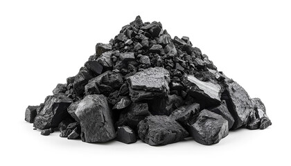 Fototapeta premium Heap of coal isolated on white. Mineral deposits