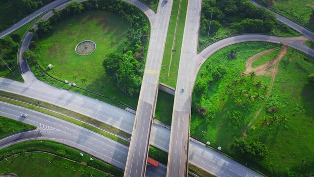 Bangalore City freeways Aerial View - Beautiful Aerial view of a nice road clover leaf junction, mysore road
