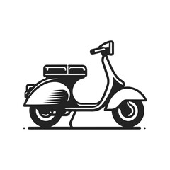 Simple Silhouette Scooter Vector Art in Monochrome