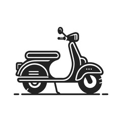 Flat Minimalist Scooter Silhouette in Black and White