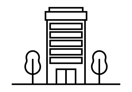 Icono negro de rascacielos o edificio de oficinas