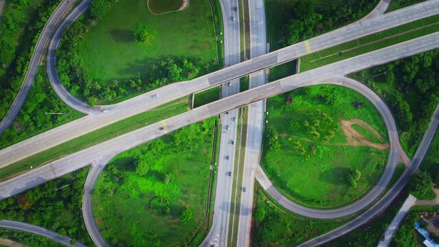 Bangalore City freeways Aerial View - Beautiful Aerial view of a nice road clover leaf junction, mysore road
