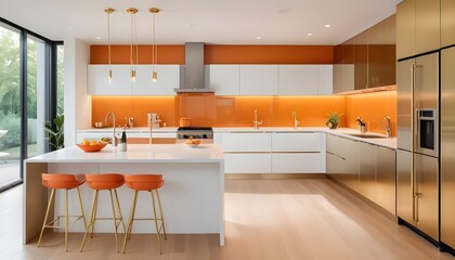white and gold theme modern interior