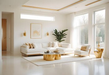 white and gold theme modern interior