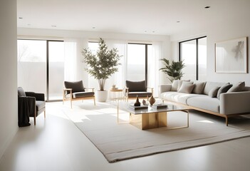 Fototapeta premium white and gold theme modern interior