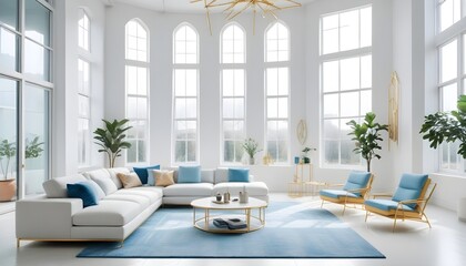 white and gold theme modern interior