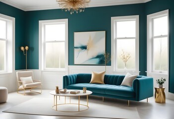 white and gold theme modern interior