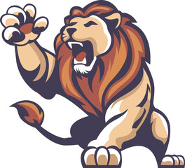 Lion mascot standing with white background.
