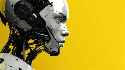 Naklejka premium Robotic parts on yellow backdrop