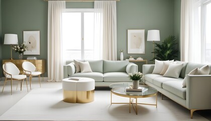 white and gold theme modern interior