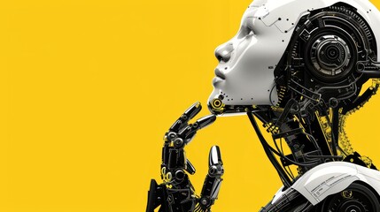 Sophisticated robotic arm on yellow