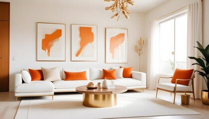 white and gold theme modern interior