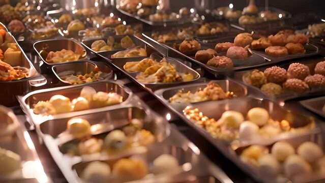 Stainless Steel Trays Filled With Food Generative AI