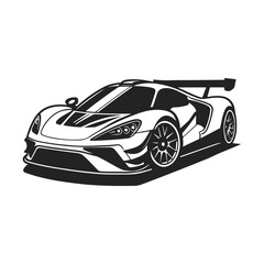 Obraz premium Outline drawing of fast super car, sport car from side and front view. Sport car vector black line illustration isolated white background.